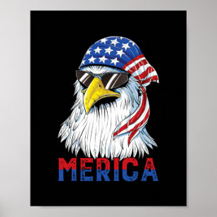 Mens Merica Eagle Mullet American Flag USA Men Poster