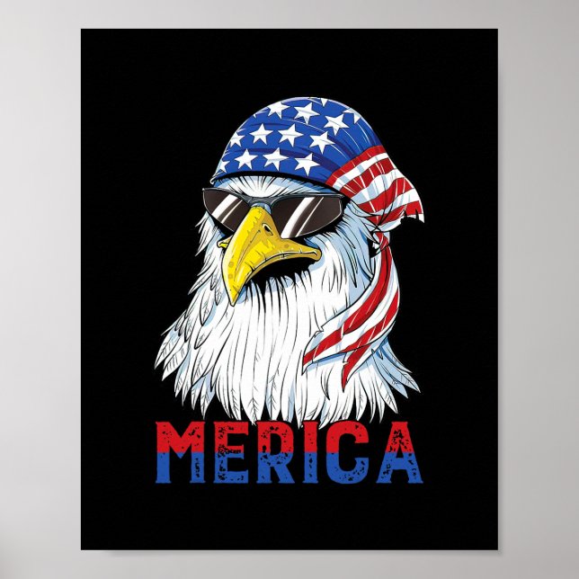 Mens Merica Eagle Mullet American Flag USA Men Poster (Front)