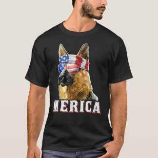 Mens Merica German Shepherd Dog 4th Of July Americ T-Shirt