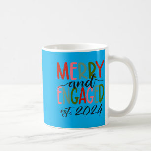 Mens Merry And Engaged Est 2024 Christmas Pyjamas Coffee Mug