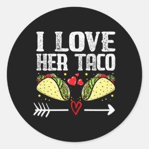 Mens Mexican Couple Cinco De Mayo Love Taco Classic Round Sticker