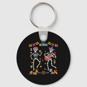 Men's Mexican Dia De Los Muertos Skeleton Dancing Key Ring