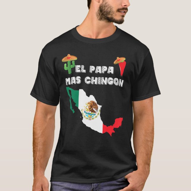 Mens Mexican Flag Cactus Sombrero Jalapeno El Papa T-Shirt (Front)