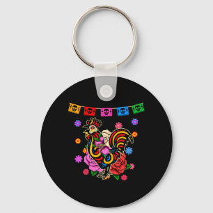 Mens Mexican Rooster Day Of The Government Agencyd Key Ring