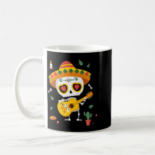 Mens Mexican Skeleton Guitarist Sugar Skull Dia De Coffee Mug