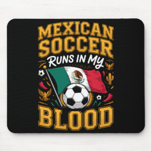 Mens mexican soccer runs in blood mexico pride mouse pad