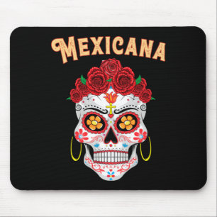 Mens Mexicana Proud Latina Red Roses Sugar Skull Mouse Pad