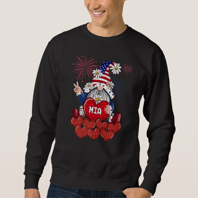 Mens Mia Gnome Loves Sweet Heart American 4th Of J Sweatshirt (Front)