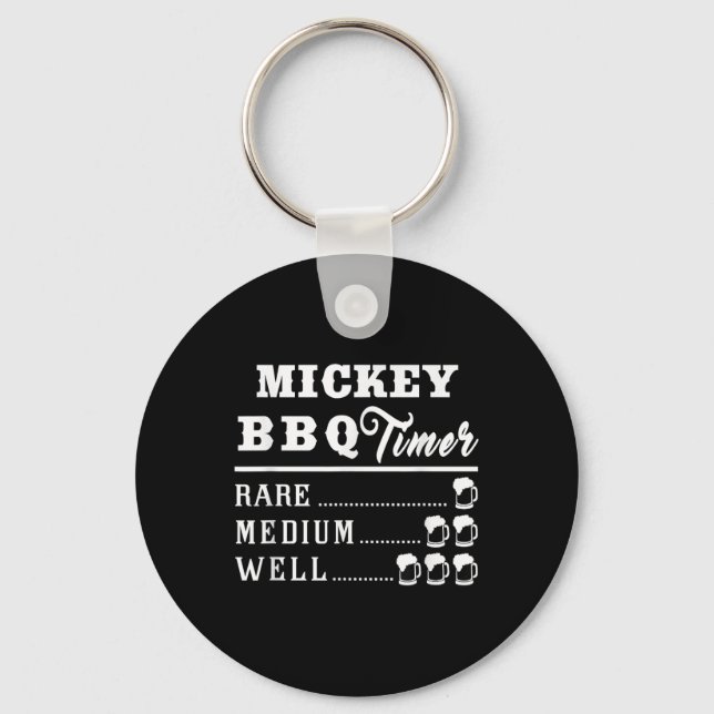 Mens Mickey Bbq Timer Beer Drinking Funny Grilling Key Ring (Front)