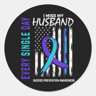 Mens Miss Husband Awareness Prevention Aamerican Classic Round Sticker
