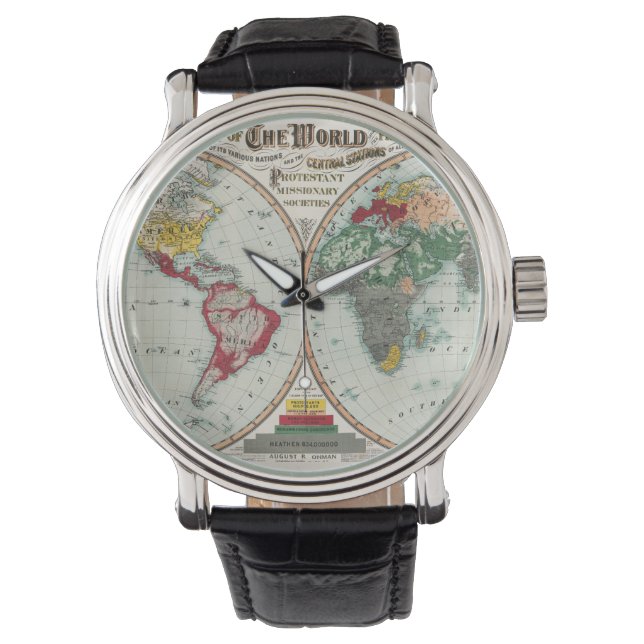 Men's Missonary World Map  Watch (Front)