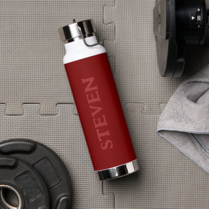Mens Modern Burgundy Personalised Gym Water Bottle