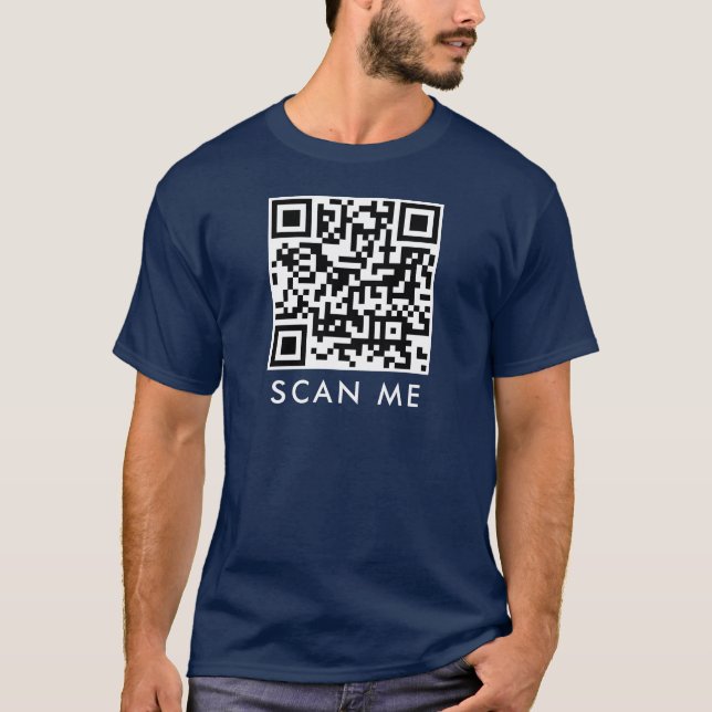Mens Modern Elegant QR Code Scan Me Template T-Shirt (Front)