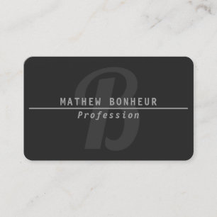 Men's Modern Monogrammed, Greys Business Card