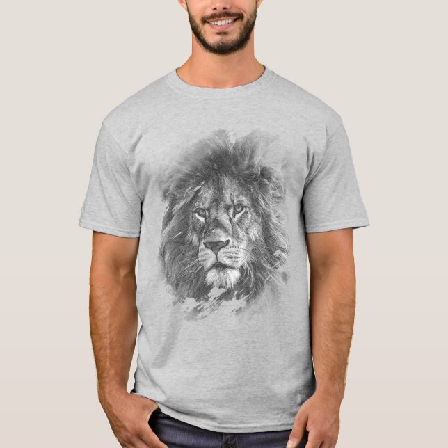 Mens Modern T Shirt Template Lion Face Pop Art (Front)