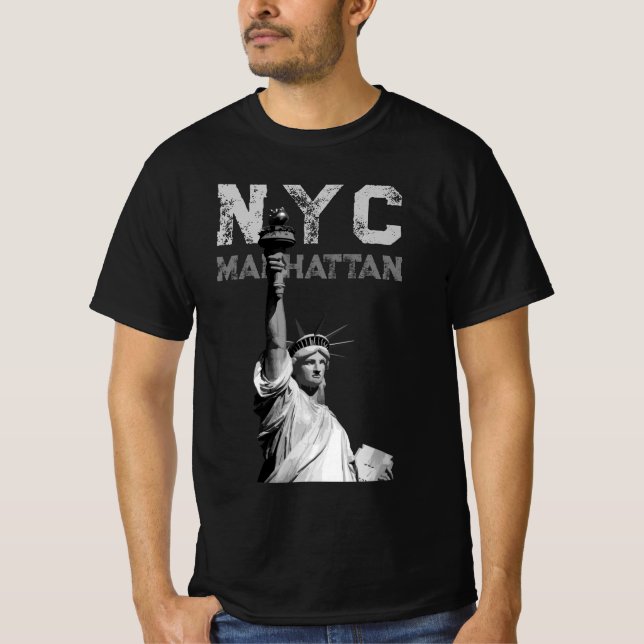 Mens Modern Tees Nyc Manhattan Liberty Statue (Front)