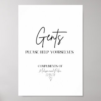 Men's Modern Wedding Bathroom Basket Sign