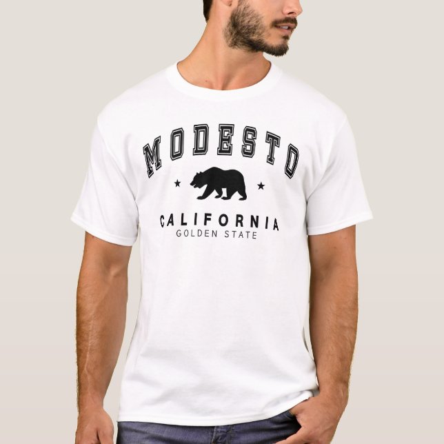 Men's Modesto - Grizzly Bear Design White T-Shirt (Front)