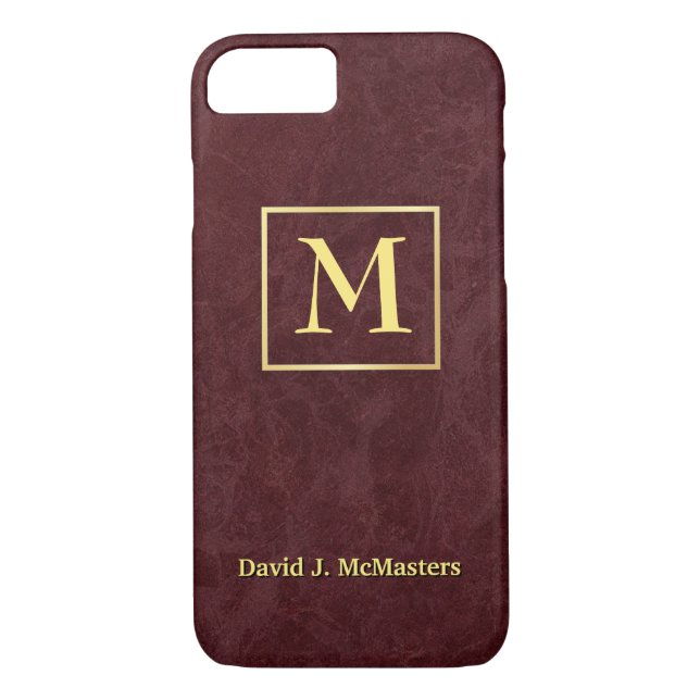 Mens Monogram Burgundy Marble Executive Case (Back)