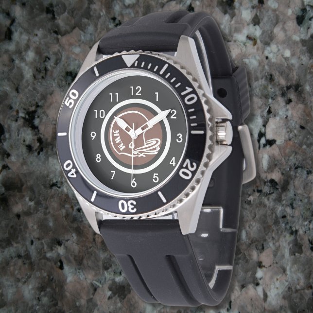 Men's Monogram Football Helmet Watch Rubber Strap (Creator Uploaded)