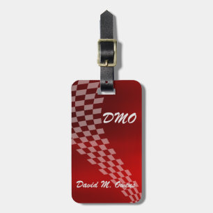 Men's Monogram Metallic Red Racing Flag Luggage Tag