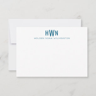 Men's Monogram Professional Navy Blue Wide Rule Card