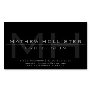 Men's Monogrammed, Grey & Black Magnetic Business Card