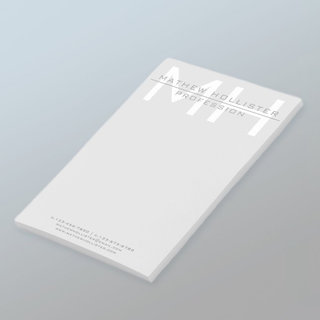 Men's Monogrammed, Grey Business Post-it Notes (Creator Uploaded)