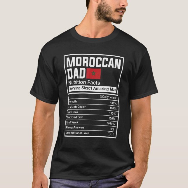 Mens Moroccan Dad Nutrition Facts Father's Day Nat T-Shirt (Front)