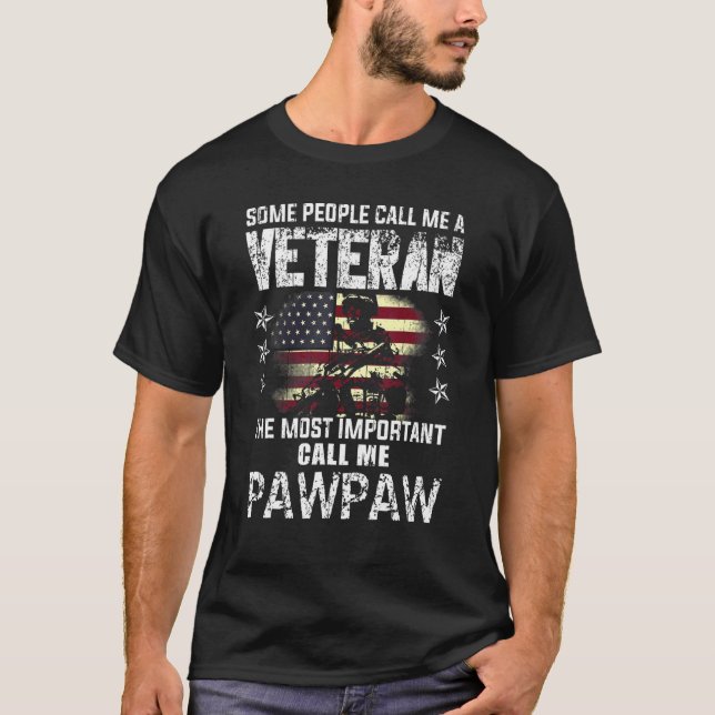Mens Most Important Call Pawpaw American Proud Vet T-Shirt (Front)