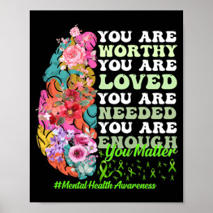 Mens Motivational Support Warrior Mental Health Poster