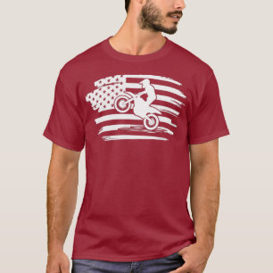 Mens Motocross Gifts USA Flag American Themed T-Shirt