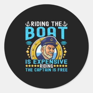 Mens motor boats captain speed boat owner classic round sticker