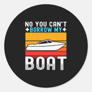 Mens motor boats captain speed boat owner classic round sticker