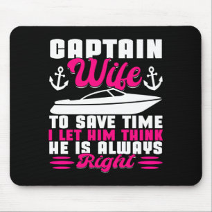 Mens motor boats captain wife speed boat owner mouse pad