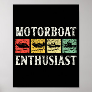 Mens motorboat enthusiast motor boat motorboats poster