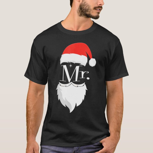 Mens Mr And Mrs Claus Couples Christmas Pyjamas Sa T-Shirt (Front)