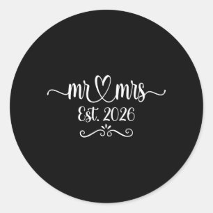 Mens Mr And Mrs Est 2026 Married Wedding Husband Classic Round Sticker