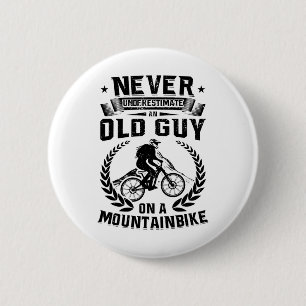 Mens Mtb Cycling Biking Old Guy On A Mountain Bike 6 Cm Round Badge