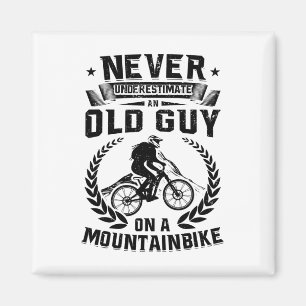 Mens Mtb Cycling Biking Old Guy On A Mountain Bike Magnet