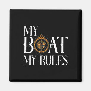 Mens My Boat My Rules Ship's Wheel Captain Nautica Magnet