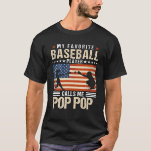 Mens My Favorite Baseball Player Calls Me Pop Pop T-Shirt