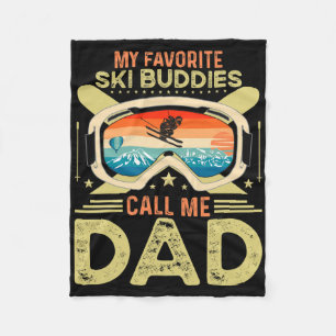 Mens My Favorite Ski Buddies Call Me Dad Vintage S Fleece Blanket