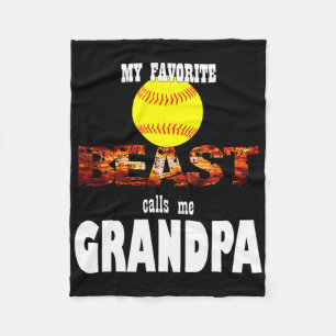 Mens My Favorite Softll Beast Calls Me Grandpa. Fleece Blanket