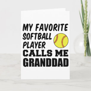 Mens My Favorite Softll Player Calls Me Granddad Card