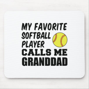 Mens My Favorite Softll Player Calls Me Granddad Mouse Pad