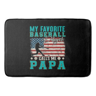 Mens My Favourite Baseball Player Calls Me Papa Bath Mat