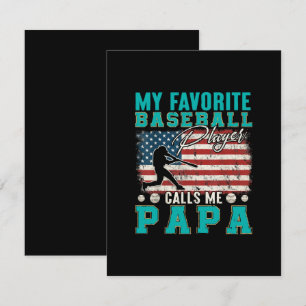 Mens My Favourite Baseball Player Calls Me Papa Enclosure Card