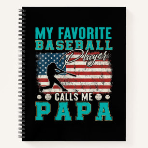 Mens My Favourite Baseball Player Calls Me Papa Notebook