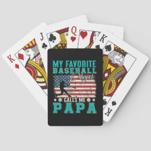 Mens My Favourite Baseball Player Calls Me Papa Playing Cards